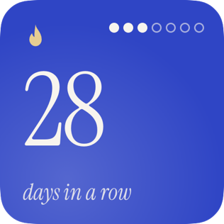 Streak widget showing a 28-day reading streak